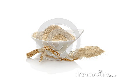 Ginseng root powder. Stock Photo