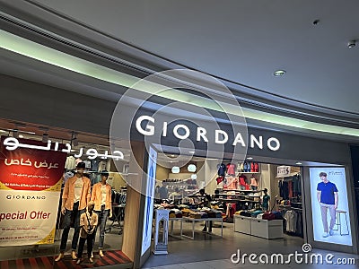 Giordano store at City Center Doha in Qatar Editorial Stock Photo