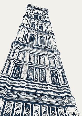 Giotto bell tower in Florence Vector Illustration