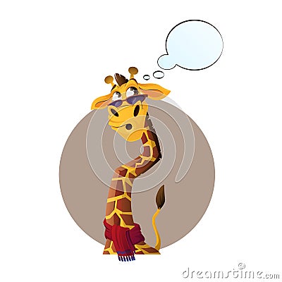 Cute Giraffe Thinking About Something Vector Illustartion Vector Illustration