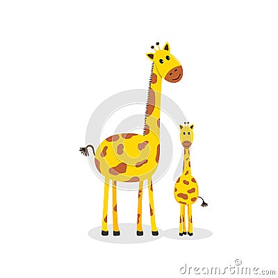 Giraffe family, Cute cartoon giraffe. Vector Illustration