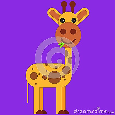 Giraffe in cartoon flat style Vector Illustration