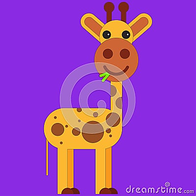 Giraffe in cartoon flat style Cartoon Illustration