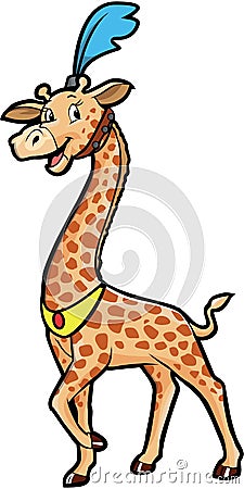 Giraffe On Circus Cartoon Color Illustration Vector Illustration