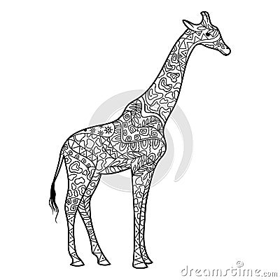 Giraffe coloring book for adults vector Vector Illustration