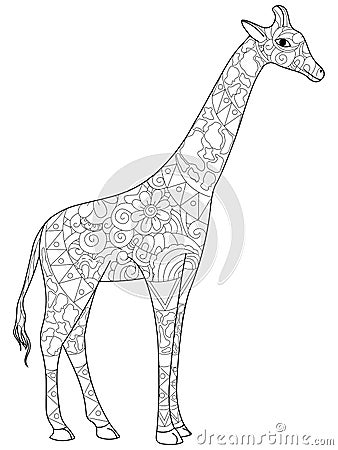 Giraffe coloring book for adults vector illustration Vector Illustration
