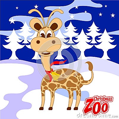 Giraffe Cute Christmas Zoo Stock Photo