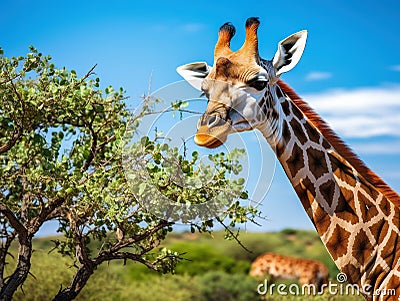 Giraffe feeding Made With Generative AI illustration Cartoon Illustration