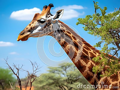 Giraffe feeding Made With Generative AI illustration Cartoon Illustration