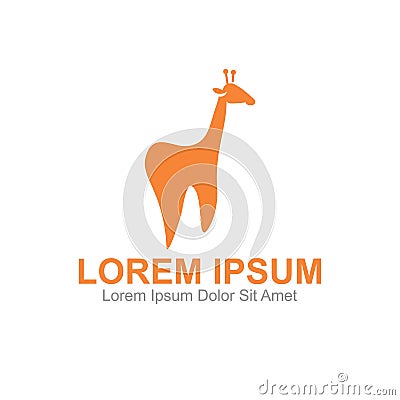 Giraffe Fun Dental Clinic Logo Vector Illustration