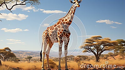 Giraffe (Giraffa camelopardalis) is an African even-toed ungulate mammal. Generative Ai Stock Photo