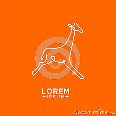 Giraffe head face line logo orange background icon designs vector Stock Photo