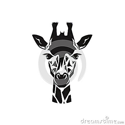 Giraffe Head Icon, Minimal Giraffe Portrait, Africa Animal Stock Photo