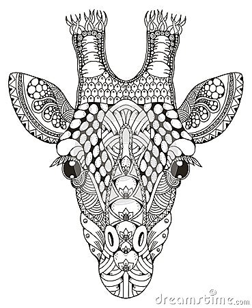 Giraffe head zentangle stylized, vector illustration, freehand p Vector Illustration