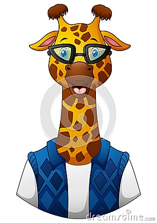 Giraffe hipster in a jacket and sunglasses Vector Illustration