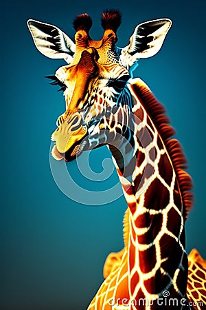 A Giraffe in realistic flame. Ai generated. Stock Photo