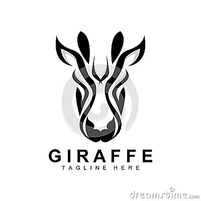 Giraffe Logo Design, Giraffe Head Vector Silhouette, High Neck Animal, Zoo, Tattoo Illustration, Product Brand Vector Illustration