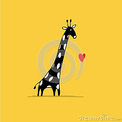 Giraffe in love, funny sketch for your design Vector Illustration