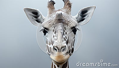 Giraffe, majestic mammal, gazes at camera in African savannah generated by AI Stock Photo