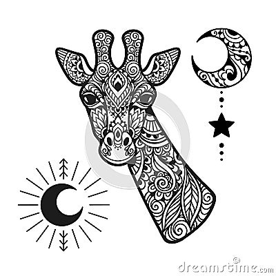 Giraffe mandala. Vector illustration Vector Illustration