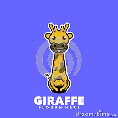 Giraffe mascot cartoon design logo Vector Illustration