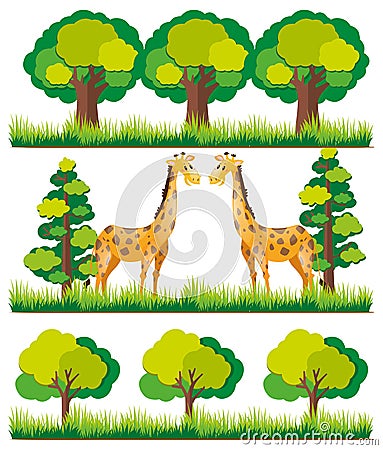 Giraffe in the park Vector Illustration