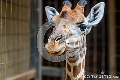 giraffe's tongue wagging in playful tease Stock Photo