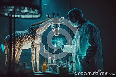Giraffe Scientist's Lab Adventures in Unreal Engine and Advanced Visual Techniques Stock Photo