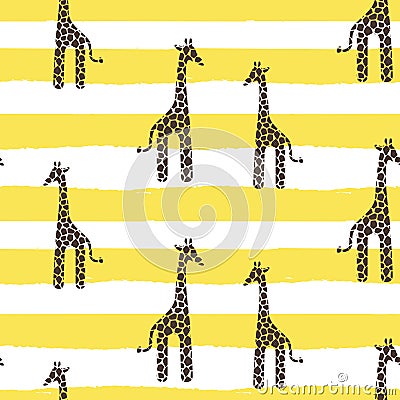 Giraffe skin vector seamless pattern. Safari animal texture stains background with lines for kids. Vector Illustration