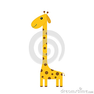 Giraffe with spot. Zoo animal. Cute cartoon character. Long neck. Vector Illustration