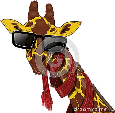 Giraffe in sunglasses Vector Illustration