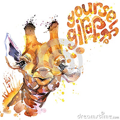 Giraffe T-shirt graphics. giraffe illustration Cartoon Illustration