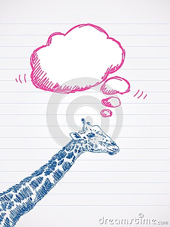 Giraffe with thought cloud Vector Illustration