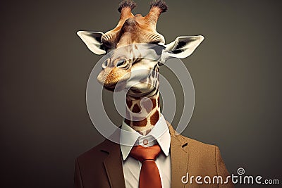 Giraffe Wearing Suit, Generative AI Stock Photo