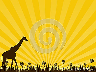 Giraffe on the yellow background Vector Illustration
