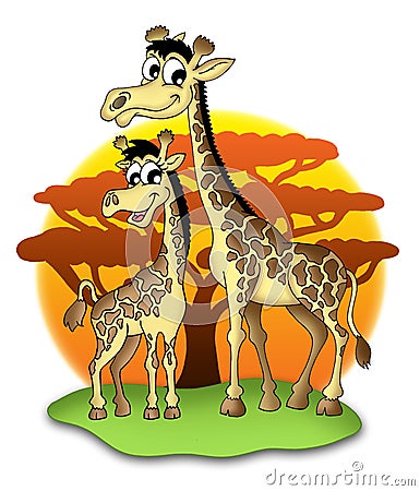 Giraffes Cartoon Illustration