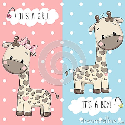 Giraffes boy and girl Vector Illustration