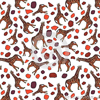 giraffes and spots are a beautiful pattern Stock Photo