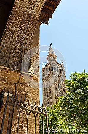 Giralda Tower, Cathedral of Seville, Andalusia, Spain Stock Photo