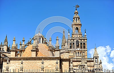 The Giralda Tower, Cathedral of Seville, Andalusia, Spain Stock Photo