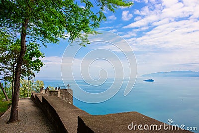 Giresun Island and sea landscape view from Giresun Castle. Giresun Kalesi, Giresun Adasi Stock Photo