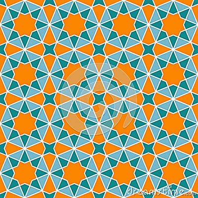 Girih seamless patter. Background with bright geometric vector pattern in islamic style. Vector Illustration