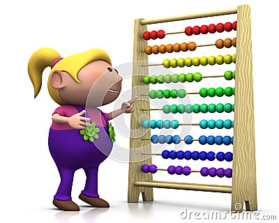 Girl with abacus Cartoon Illustration