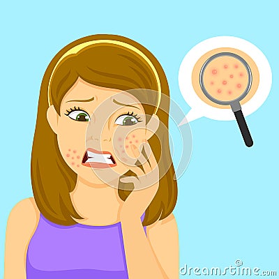 Girl with acne Vector Illustration