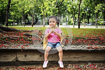 Girl Adorable Aspiration Child Playground Yard Concept Stock Photo