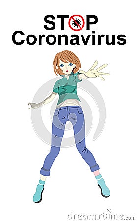 girl against coronavirus Vector Illustration