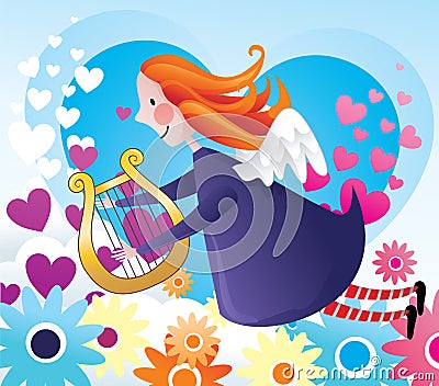 Girl angel flying Vector Illustration