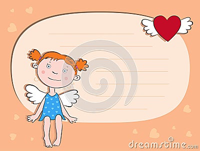 The girl-angel with a heart Vector Illustration