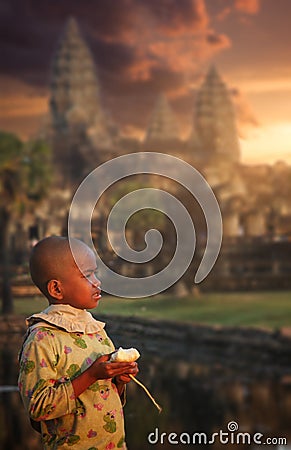 Girl at Angkor Wat Editorial Stock Photo