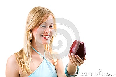 Girl with apple Stock Photo